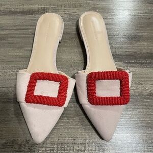 Something Navy Pink Red Beaded Mules​ Barbiecore Barbie​​​